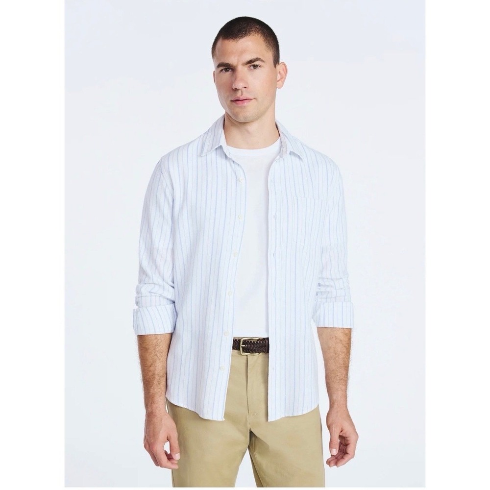 Free Assembly Men's Button Front Flannel Shirt with Long Sleeves, Size 3XL